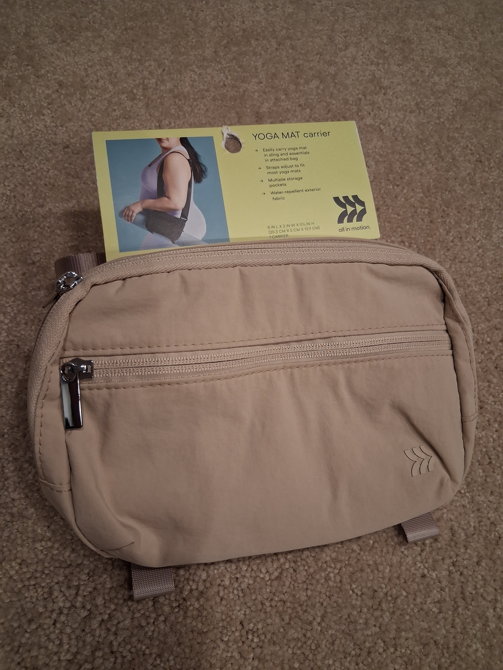 all in motion beige crossbody yoga mat carrier